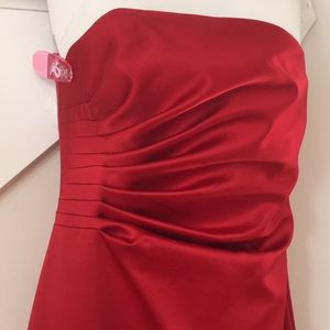 Red satin prom dress / bridesmaid dress